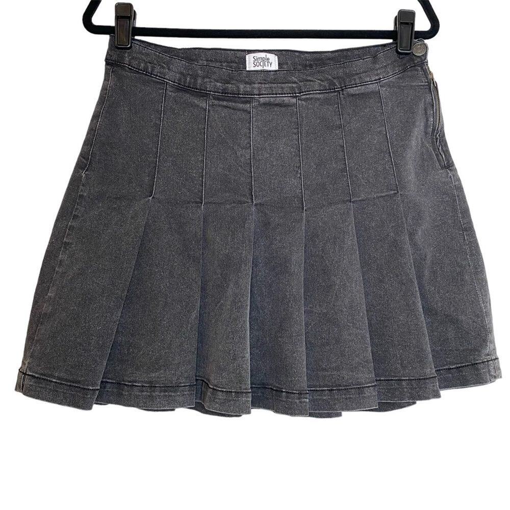Simple Society Y2K Gray Pleated Preppy Mini Skirt XL